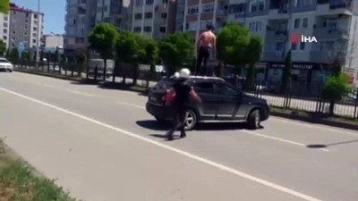emniyet seridi -  Trafik ekiplerinden kaçtı, Karadeniz Sahil Yolu'nu trafiğe kapattı Videosu