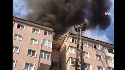 kiyamet -  Ümraniye'de 10 katlı binanın çatısı alev alev yandı Videosu