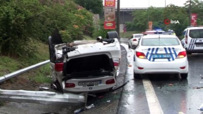 luks otomobil -  İstanbul’da lüks otomobil takla attı: Sürücünün burnu bile kanamadı Videosu