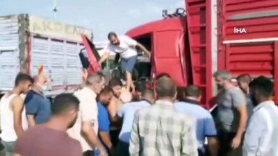 zincirleme kaza -  Balıkesir’de zincirleme trafik kazası... Sıkışan sürücüyü itfaiye kurtardı Videosu