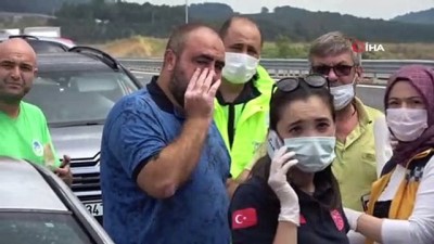 jandarma -  Kuzey Marmara Otoyolu’nda cip demir bariyerlere çarptı: 1 yaralı Videosu