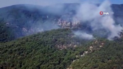 su -  Kazdağları'ndaki yangına 7 helikopter bir uçakla müdahale ediliyor Videosu