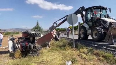 is makinesi -  Kırıkkale'de traktör devrildi: 3 kardeş yara almadan kurtuldu Videosu