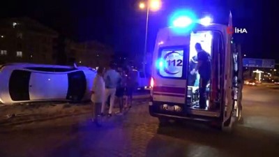 barla -  Yan yatan otomobil metrelerce sürüklendi: 1 yaralı Videosu