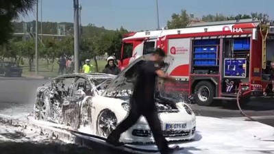 barla -  1 milyon 500 bin lira değerindeki lüks otomobil alev alev böyle yandı Videosu
