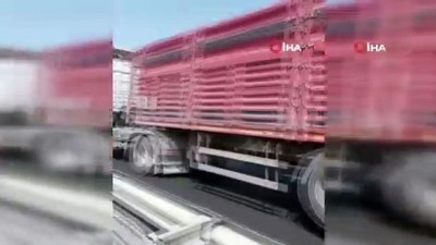 zincirleme kaza -  Hadımköy TEM otoyolu Çatalca istikametinde zincirleme kaza Videosu