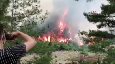 helikopter -  Seydikemer yangını tekrar başladı, bazı mahalleler tahliye ediliyor Videosu