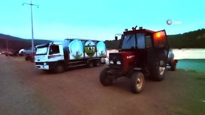 helikopter -  Köylüler helikoptere destek için tankerle sulama göledini doldurdu Videosu
